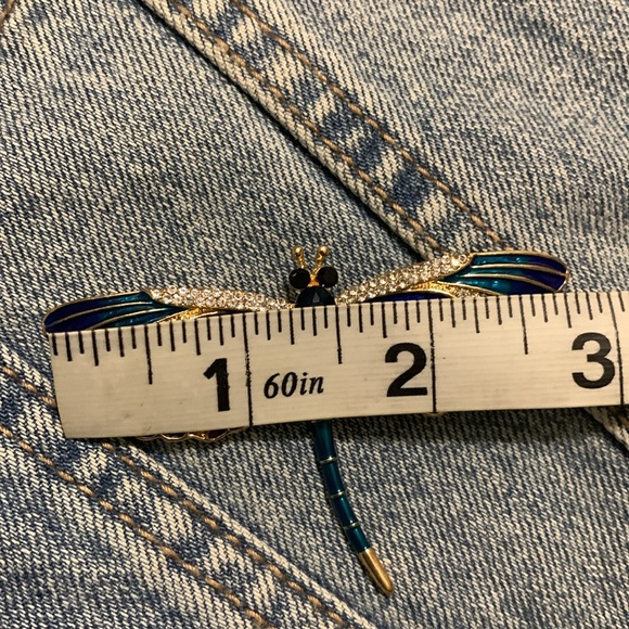 Blue Green dragonfly brooch pin New - Picture 5 of 8